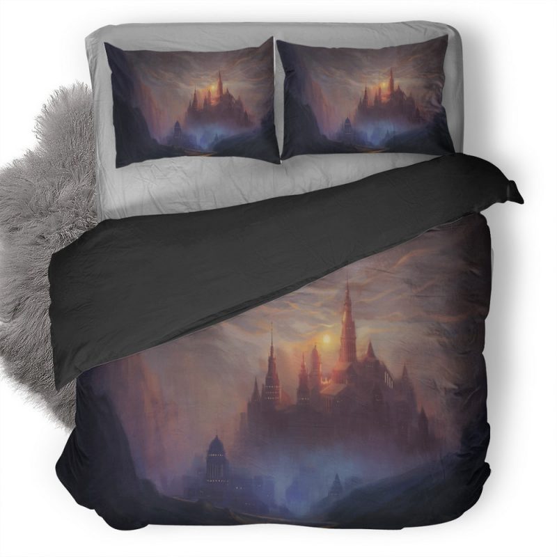 Kings Castle Painting Vs Duvet Cover and Pillowcase Set Bedding Set