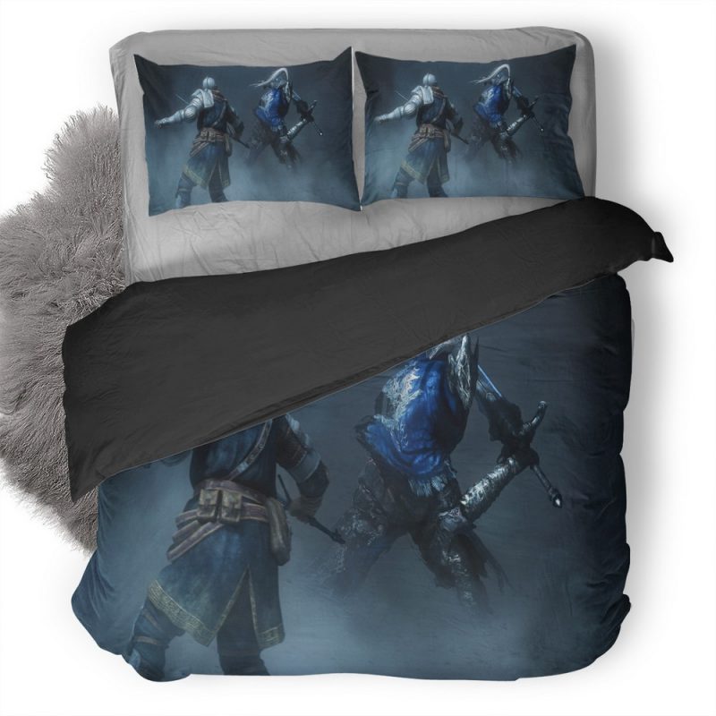 Knight Artorias Squaring Off Against Another Knight Bh Duvet Cover and Pillowcase Set Bedding Set