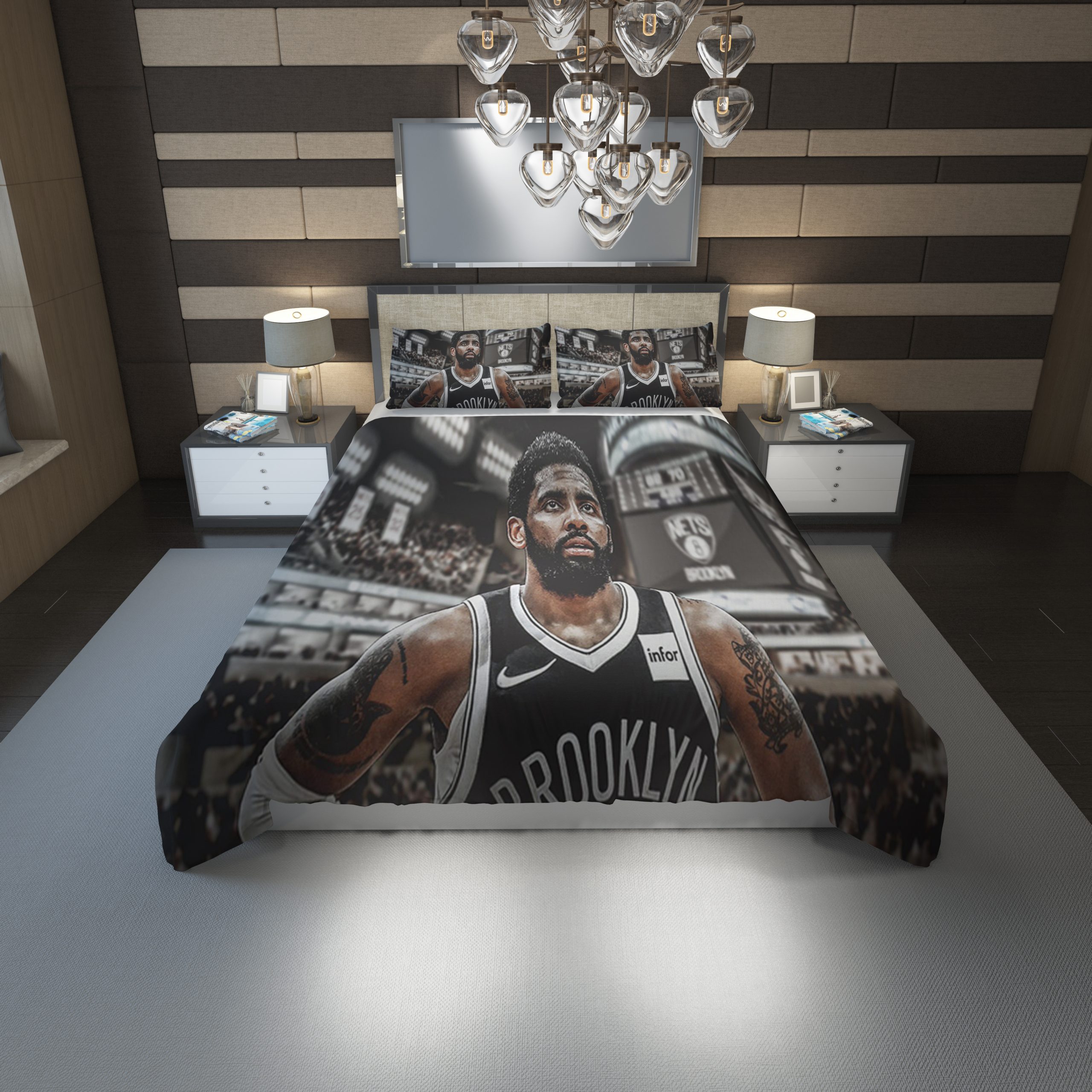 Kyrie Irving Brooklyn Nets Duvet Cover and Pillowcase Set Bedding Set 1222