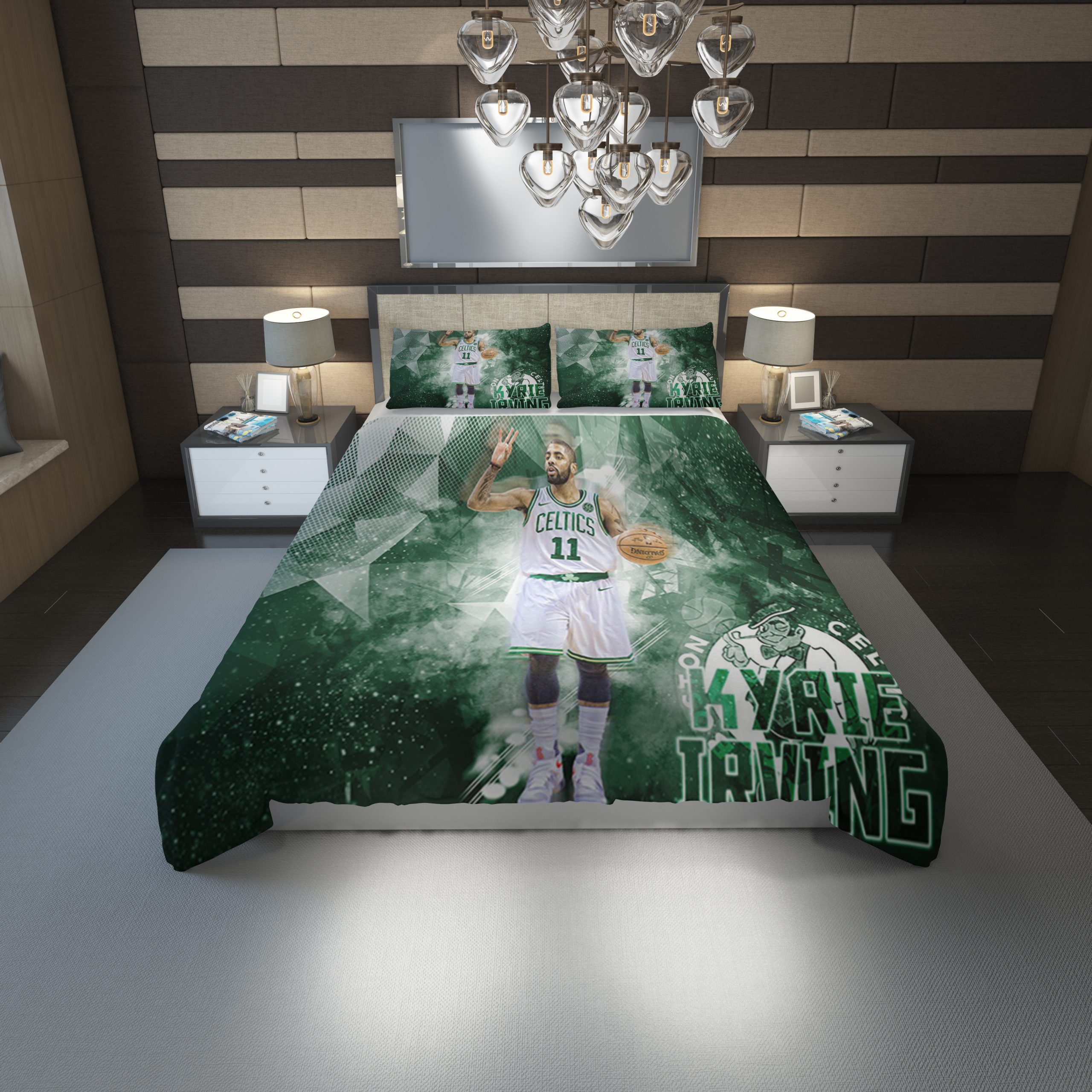 Kyrie Irving Celtics Duvet Cover and Pillowcase Set Bedding Set 1200