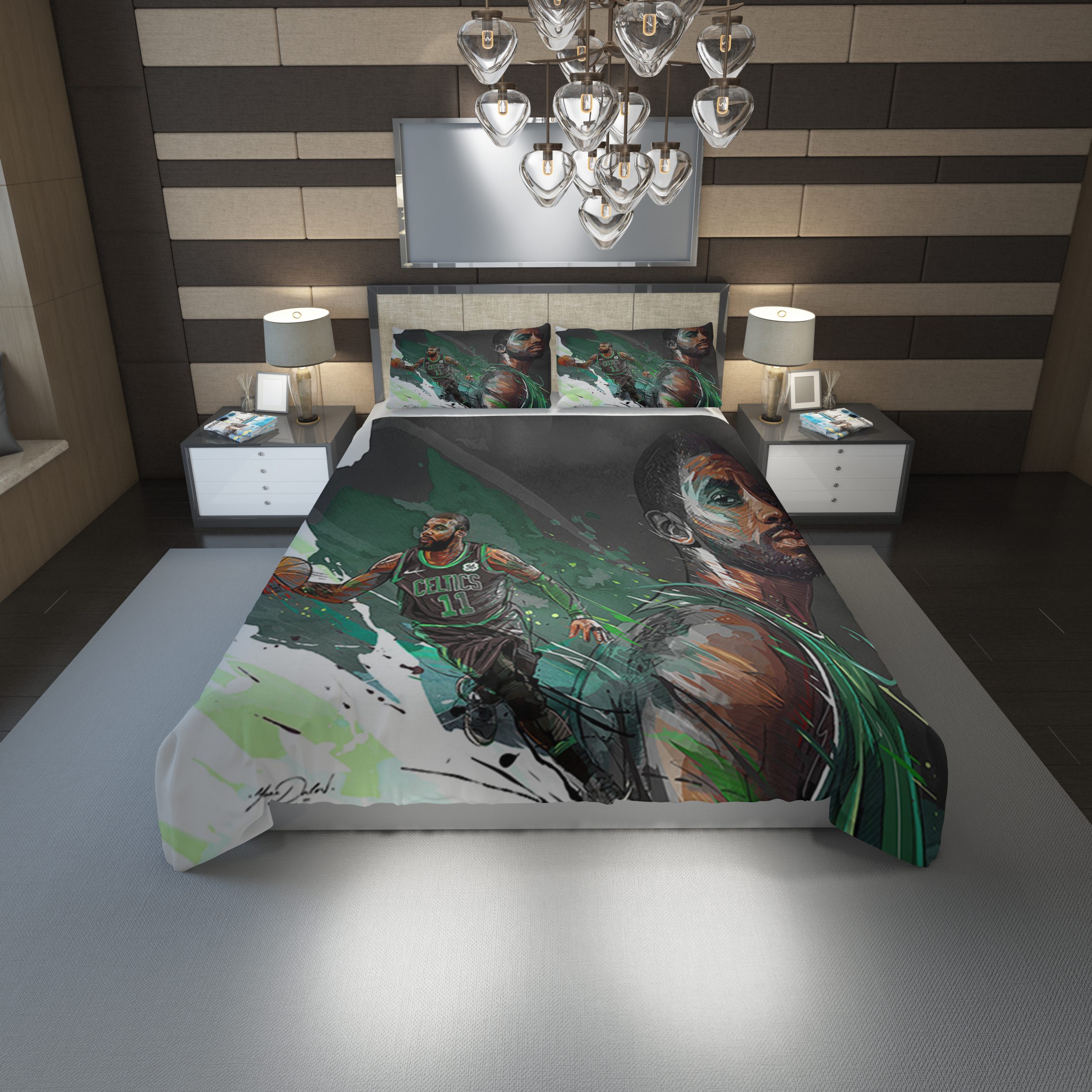 Kyrie Irving Celtics Duvet Cover and Pillowcase Set Bedding Set 1201