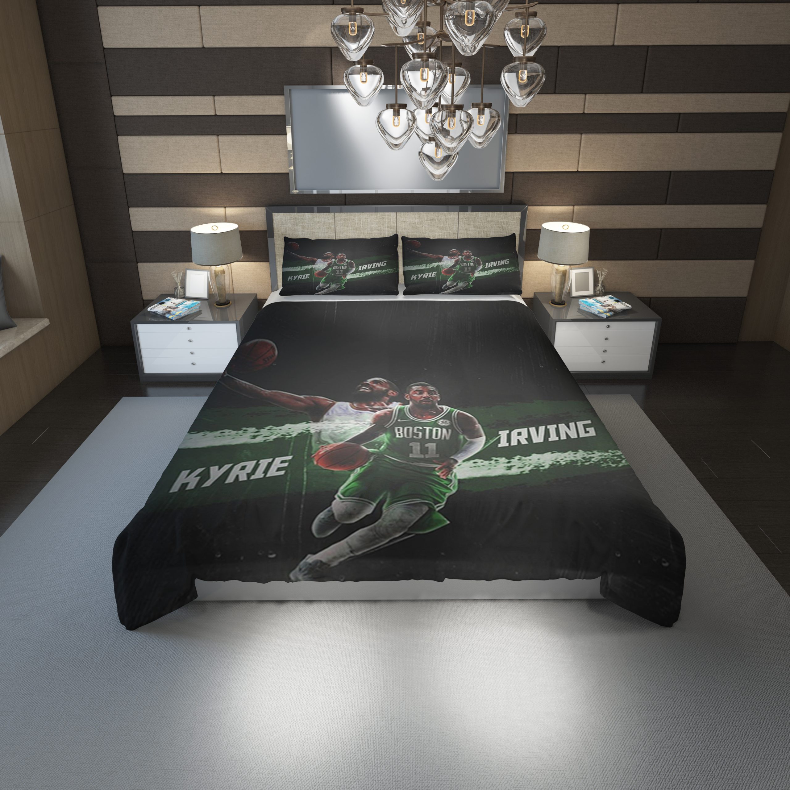 Kyrie Irving Celtics Duvet Cover and Pillowcase Set Bedding Set 1206