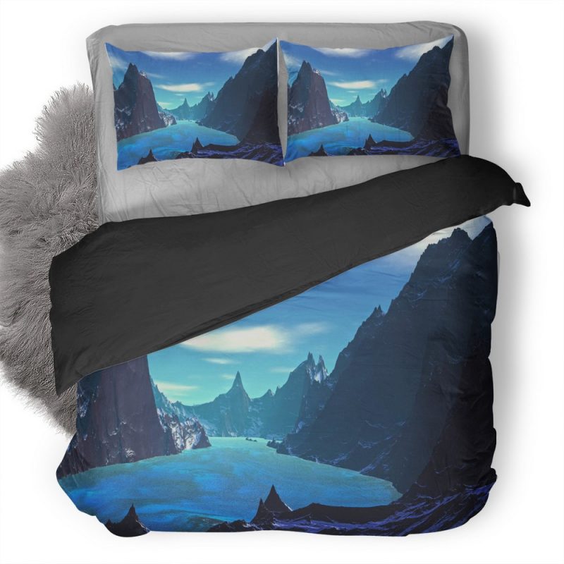 Lake Blue Landscape Artistic Vn Duvet Cover and Pillowcase Set Bedding Set