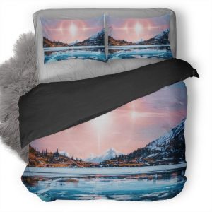 Lake Landscape Sunshine Artwork Eq Duvet Cover and Pillowcase Set Bedding Set