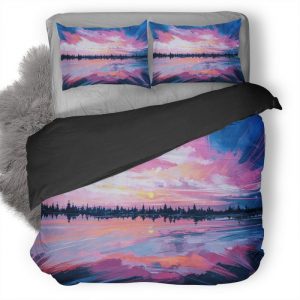 Lake River Reflection Clouds Km Duvet Cover and Pillowcase Set Bedding Set