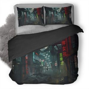 Lamborghini Cyperpunk Scifi Neon Lights Dy Duvet Cover and Pillowcase Set Bedding Set