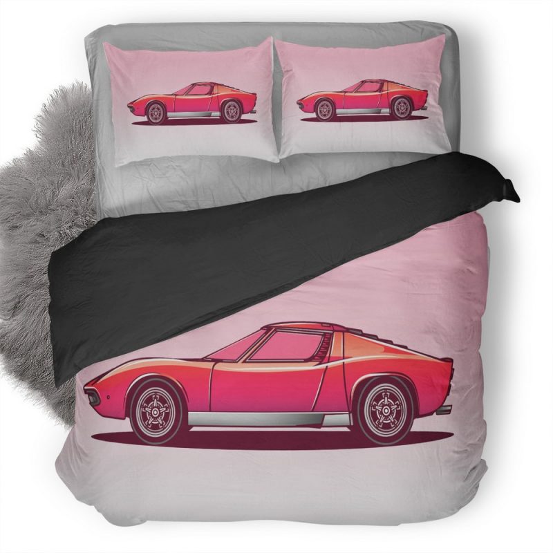 Lamborghini Miura Vector Illustration G7 Duvet Cover and Pillowcase Set Bedding Set