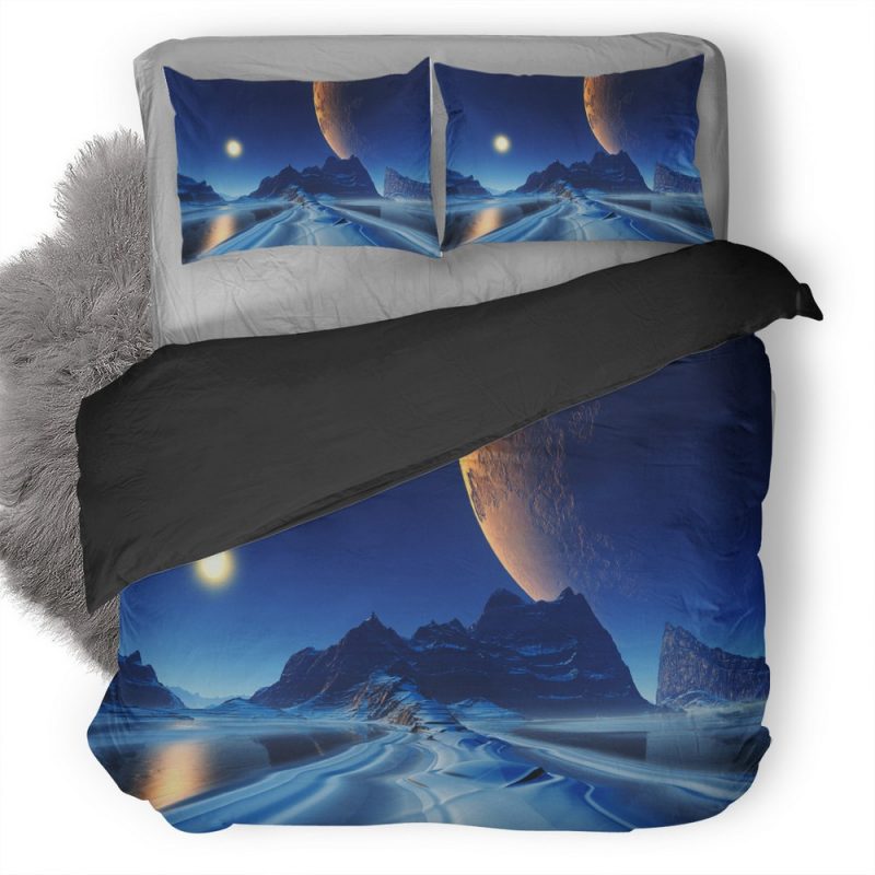 Landscape Cinematic Planets Reflection Nf Duvet Cover and Pillowcase Set Bedding Set