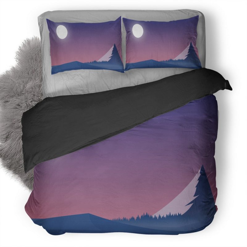 Landscape Mountains Minimalist O7 Duvet Cover and Pillowcase Set Bedding Set