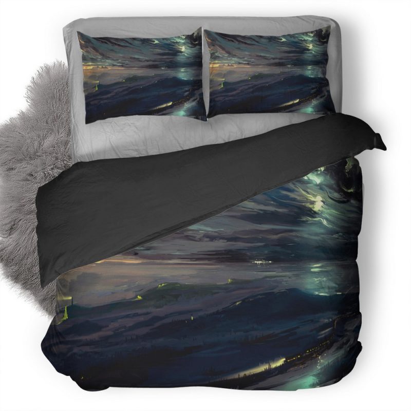 Last Train Of Town Landscape Scenery Digital Art M7 Duvet Cover and Pillowcase Set Bedding Set