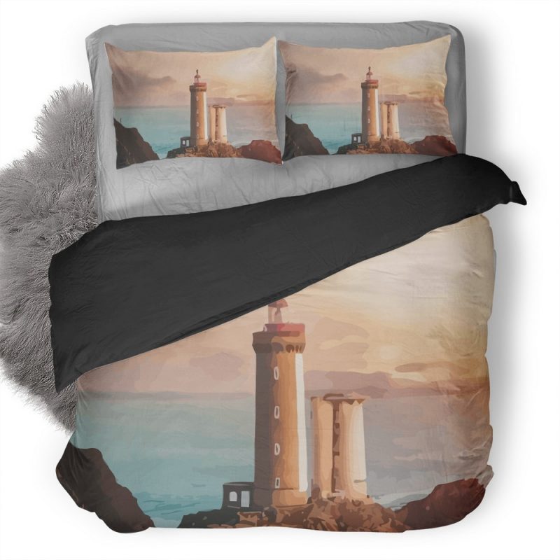 Lighthouse Artistic Wb Duvet Cover and Pillowcase Set Bedding Set