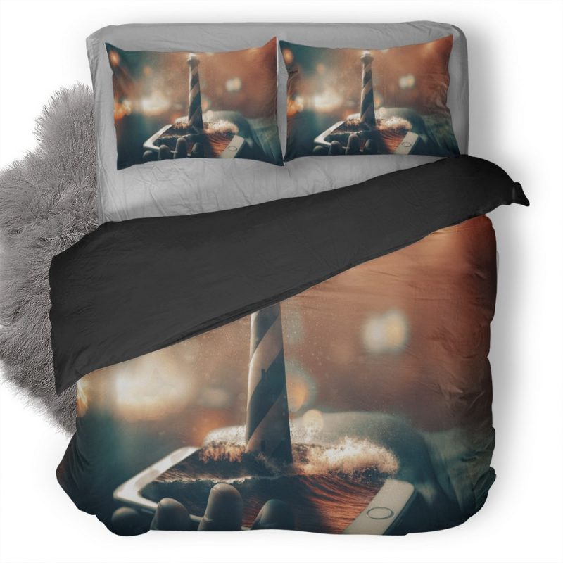 Lighthouse Photomanipulation Z0 Duvet Cover and Pillowcase Set Bedding Set