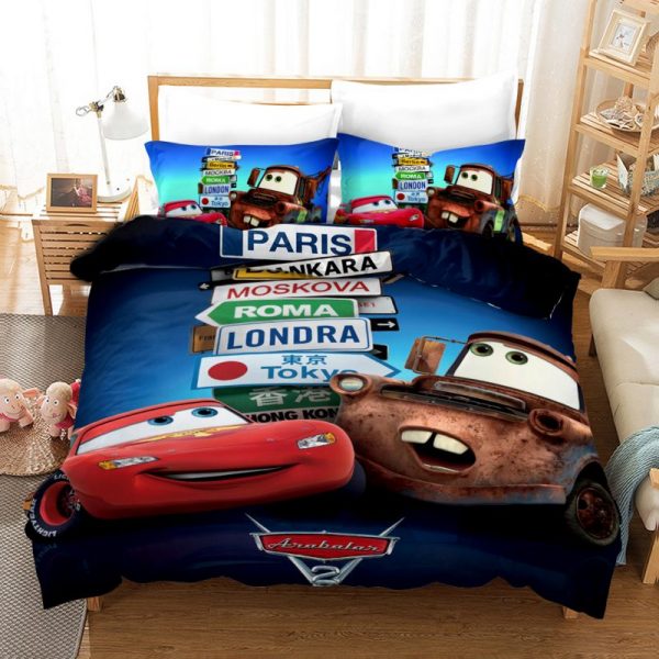 Lightning Mcqueen Cars 2 Duvet Cover and Pillowcase Set Bedding Set