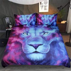 Lion Duvet Cover and Pillowcase Set Bedding Set 300