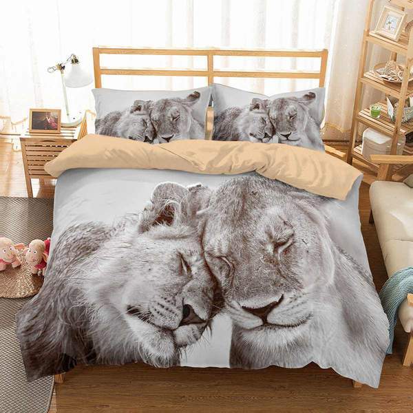 Lion Duvet Cover and Pillowcase Set Bedding Set 658