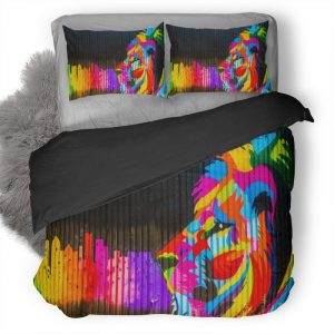 Lion Graffiti Pk Duvet Cover and Pillowcase Set Bedding Set