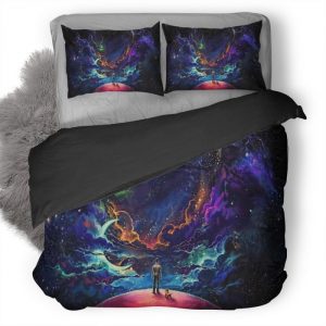 Little Prince With Dog Colorful Science Fiction Fantasy Art Stars Artwork K7 Duvet Cover and Pillowcase Set Bedding Set