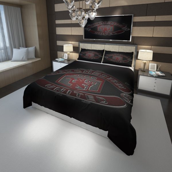 Logo Manchester F C 10 Duvet Cover and Pillowcase Set Bedding Set