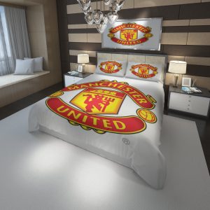 Logo Manchester F C Duvet Cover and Pillowcase Set Bedding Set