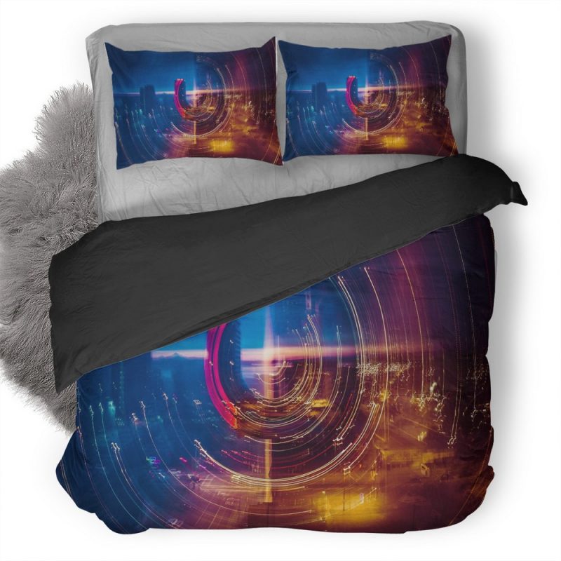 Long Exposure Cityscape Digital Art Kb Duvet Cover and Pillowcase Set Bedding Set