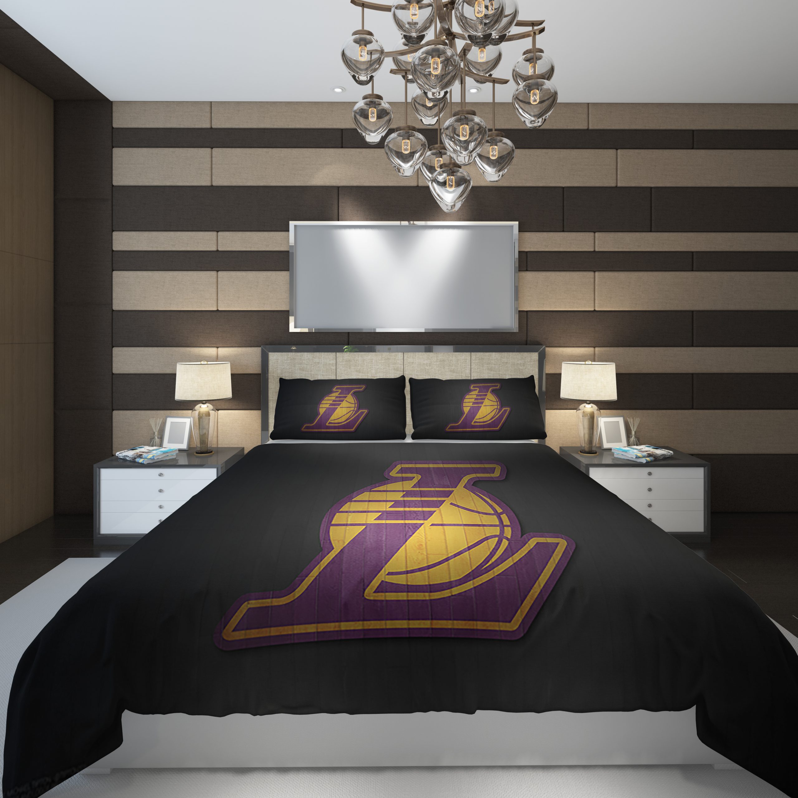 Los Angeles Lakers 5 NBA Basketball ize Duvet Cover and Pillowcase Set Bedding Set