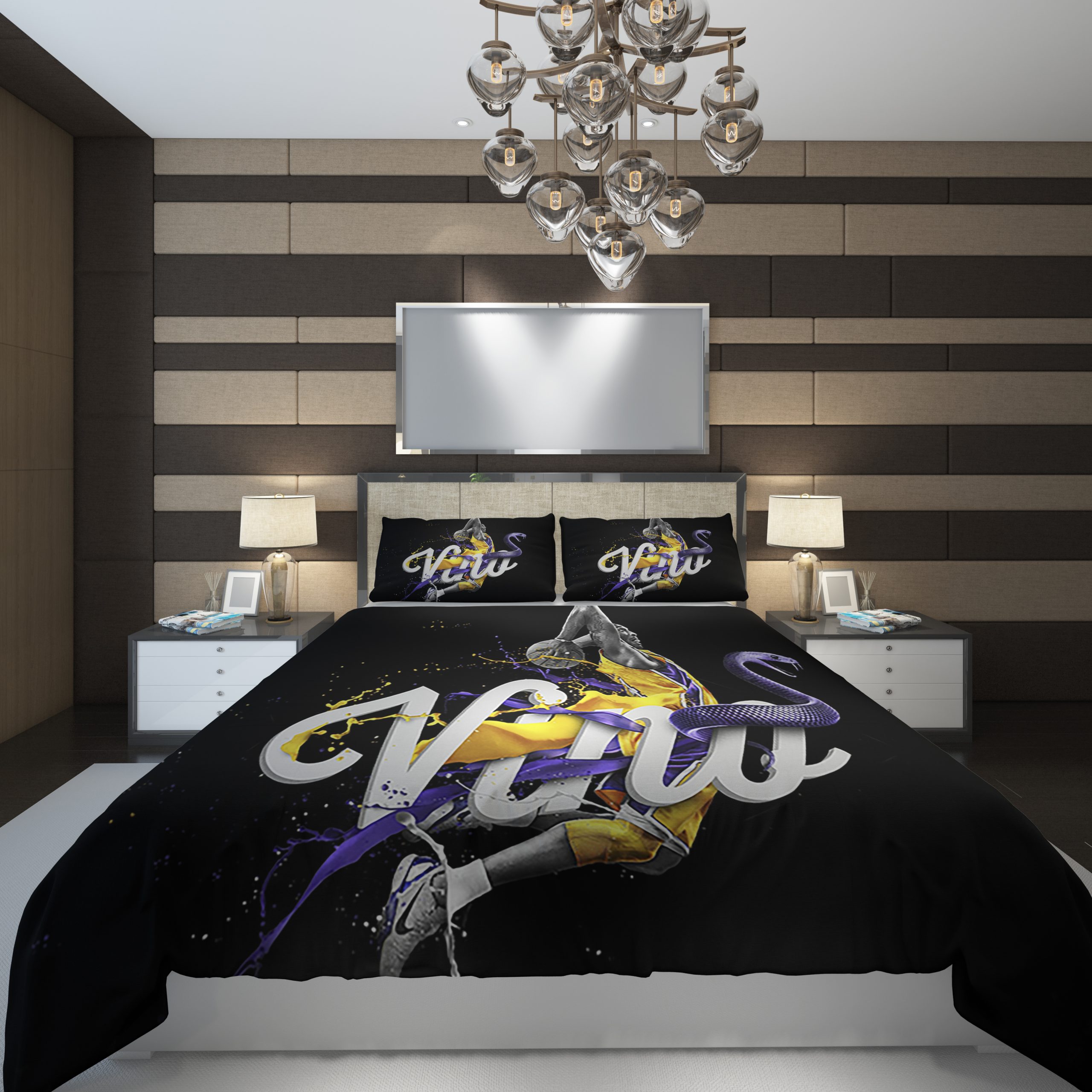 Los Angeles Lakers Nba Kobe Bryant Logo Basketbal Duvet Cover and Pillowcase Set Bedding Set