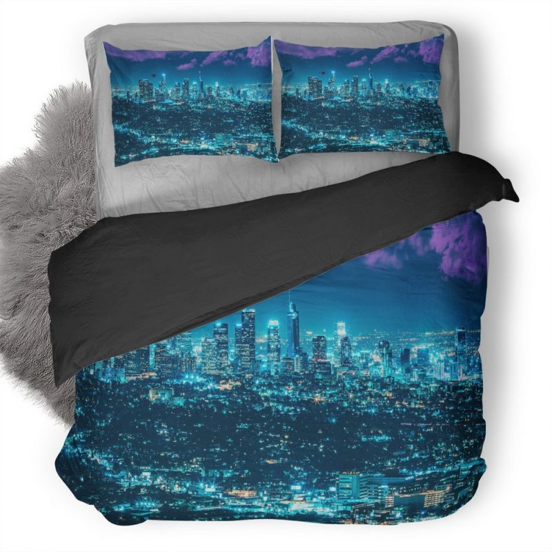 Los Angles City Fantasy Lc Duvet Cover and Pillowcase Set Bedding Set