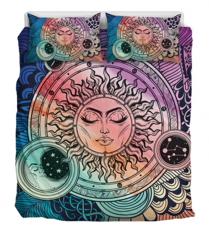 Lotus Sun Moon Duver Duvet Cover and Pillowcase Set Bedding Set