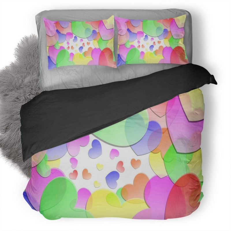 Love Colors Heart Artist Duvet Cover and Pillowcase Set Bedding Set