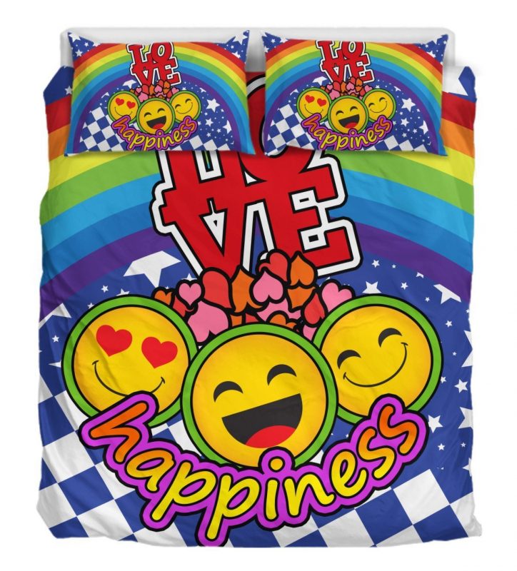 Love Happyiness Duver Duvet Cover and Pillowcase Set Bedding Set