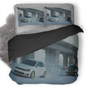 Low Poly Art Volkswagen Police Chase Yg Duvet Cover and Pillowcase Set Bedding Set