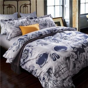 Luxury Digital Print Skull Duvet Cover and Pillowcase Set Bedding Set