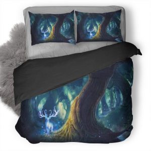 Magic Forest Fantasy Deer Db Duvet Cover and Pillowcase Set Bedding Set