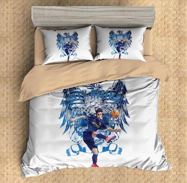 Man City Duvet Cover and Pillowcase Set Bedding Set 526