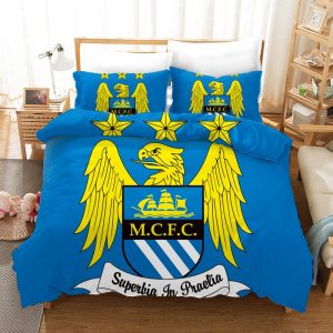 Man City Duvet Cover and Pillowcase Set Bedding Set 843