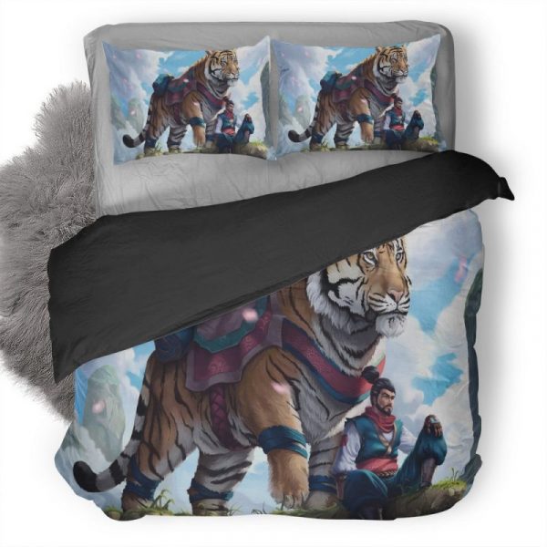 Man With Tiger Q0 Duvet Cover and Pillowcase Set Bedding Set