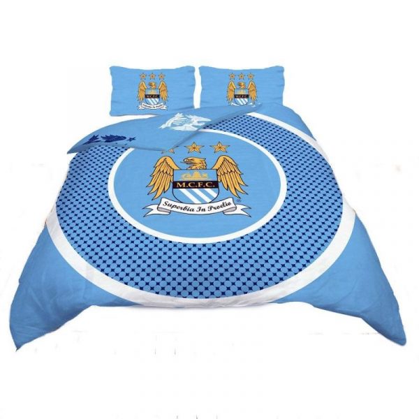 Manchester City Fc Duvet Cover and Pillowcase Set Bedding Set