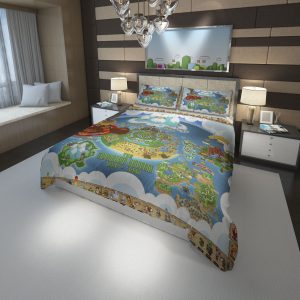 Map Nintendo Super Mario Duvet Cover and Pillowcase Set Bedding Set