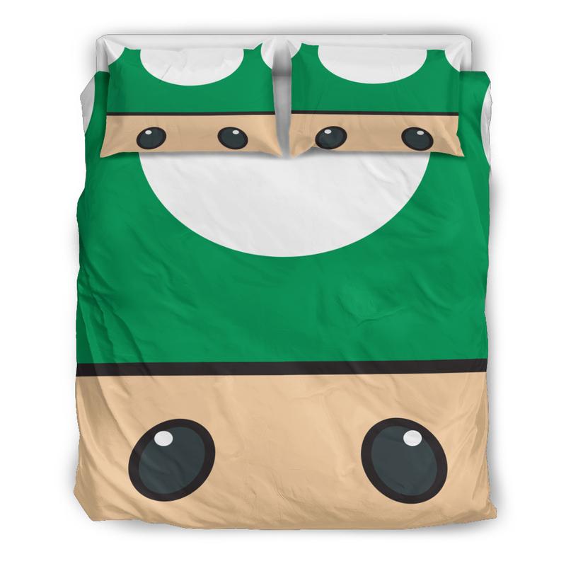 Mario Green And Brown Duvet Cover and Pillowcase Set Bedding Set