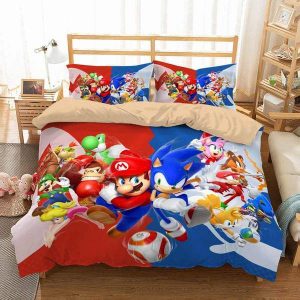 Mario Sonic Duvet Cover and Pillowcase Set Bedding Set