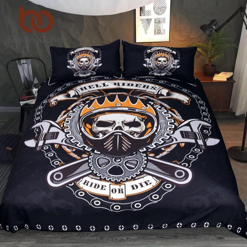 Mechanical Skull Gears Printed Duvet Cover and Pillowcase Set Bedding Set 384