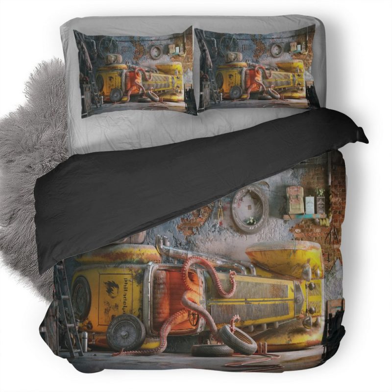 Mercedes Vintage Car Rebuild Environments Vv Duvet Cover and Pillowcase Set Bedding Set