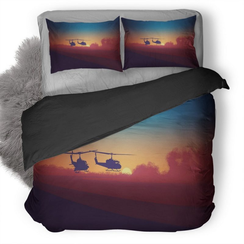 Military Helicopters Minimalsm 60 Duvet Cover and Pillowcase Set Bedding Set