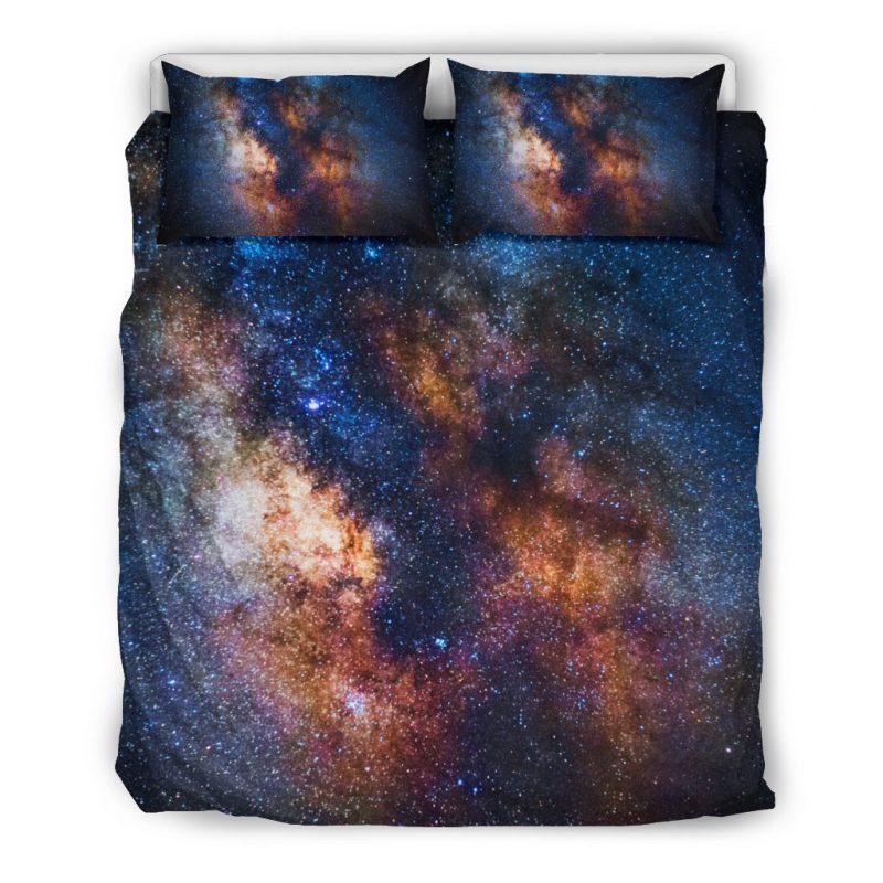 Milky Way Universe Galaxy Space Print Duvet Cover and Pillowcase Set Bedding Set