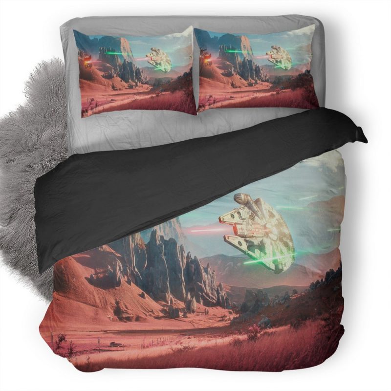 Millennium Falcon Artwork 0J Duvet Cover and Pillowcase Set Bedding Set