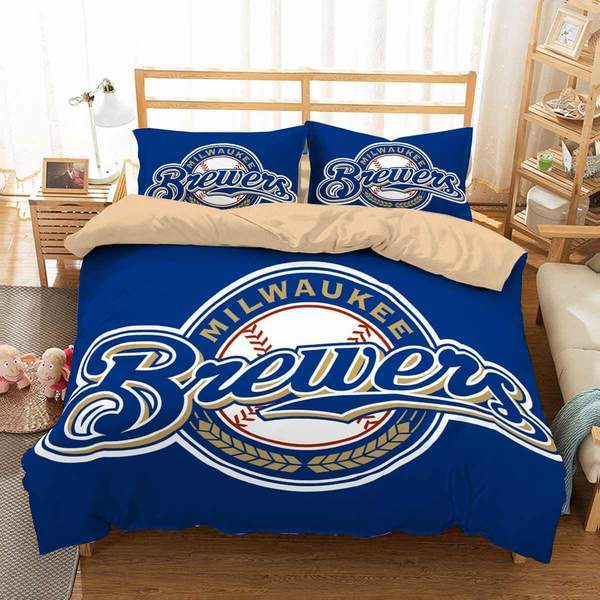 Milwaukee Brewers 2 Duvet Cover and Pillowcase Set Bedding Set