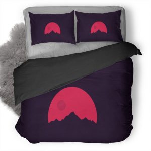 Minimalism Mountains Red Duvet Cover and Pillowcase Set Bedding Set