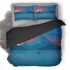 Minimalist Beach Boat Mountains Sun Birds Db Duvet Cover and Pillowcase Set Bedding Set