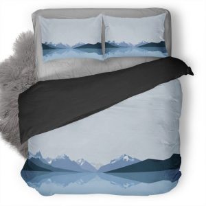 Minimalist Blue Mountains 2X Duvet Cover and Pillowcase Set Bedding Set