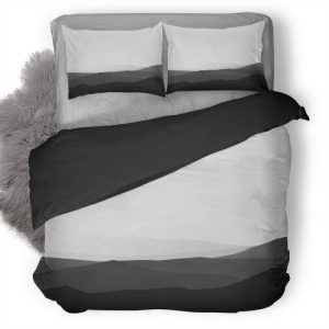 Minimalist Mountains Black And White Ap Duvet Cover and Pillowcase Set Bedding Set